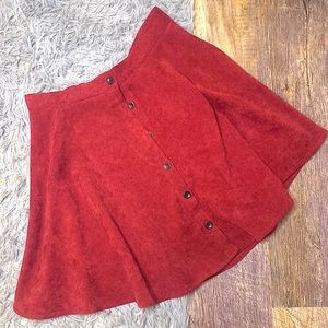 WINE COLORED BUTTON UP SKIRT